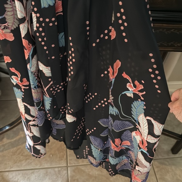 Japana Black wrap/kimona medium blue floral orchids Pink Polka Dots fabulous - Picture 13 of 16